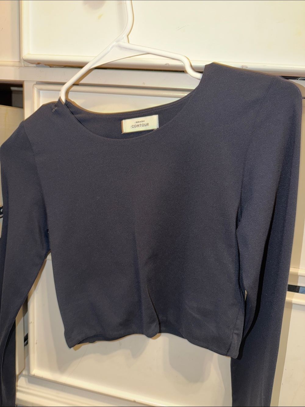 Babaton Navy Scoop Neck Long Sleeve Top